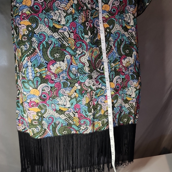 LuLaRoe Colorful Paisley Kimono with Black Trim - Picture 4 of 7
